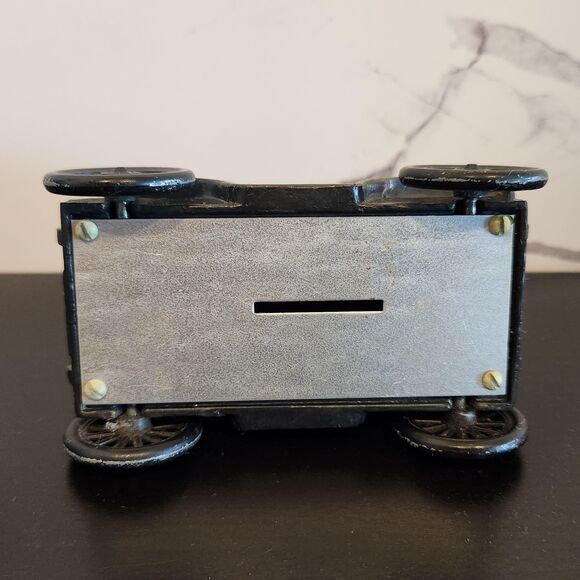 Metal Car Bank Pill Box Coupe Banthrico ROLLS Advertising Nutley NJ Bronze VTG - Picture 6 of 9